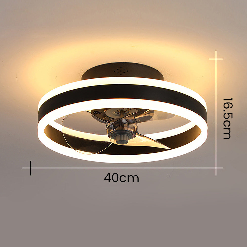 Simple Round Ceiling Fan with LED Light for Bedroom - Stylish and Efficient Home Lighting and Cooling Solution