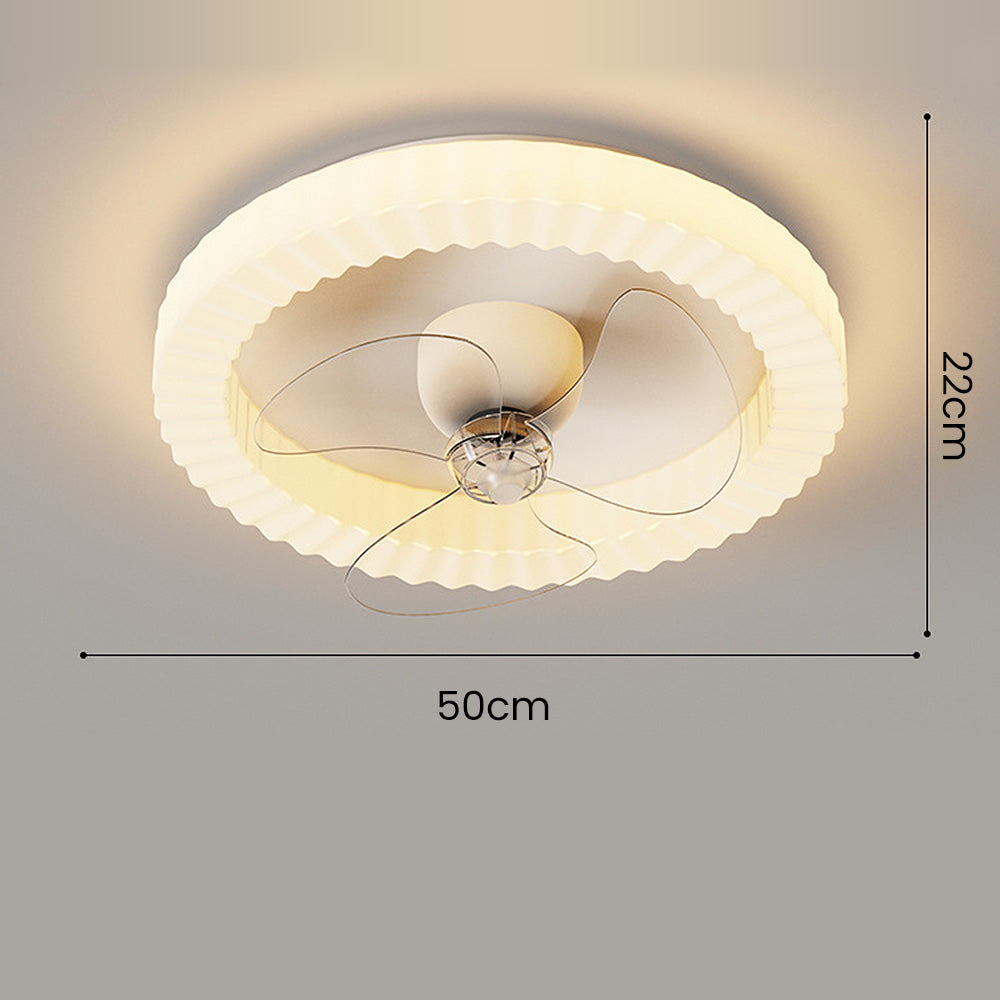 White Round Ceiling Fan with LED Lighting for Bedroom – Stylish and Efficient Home Ceiling Light and Air Circulator