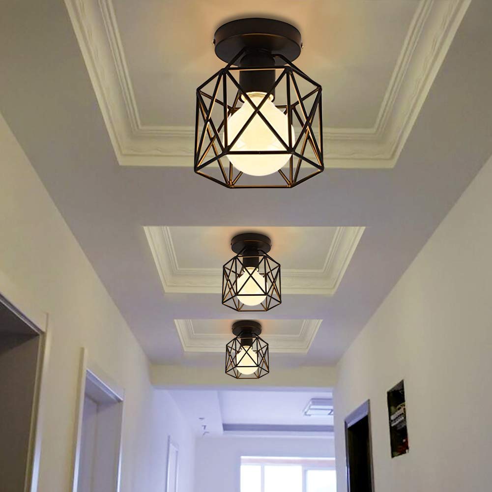 Industrial Iron Art Black Ceiling Light for Hallways - Stylish and Durable Lighting Solution for Modern Interiors