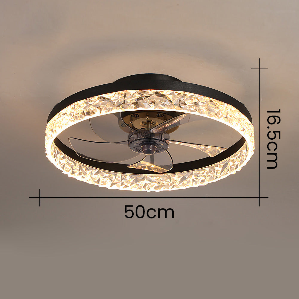 Modern Round Ceiling Fan with LED Light - Stylish Hardware Design for Enhanced Airflow and Illumination in Any Room