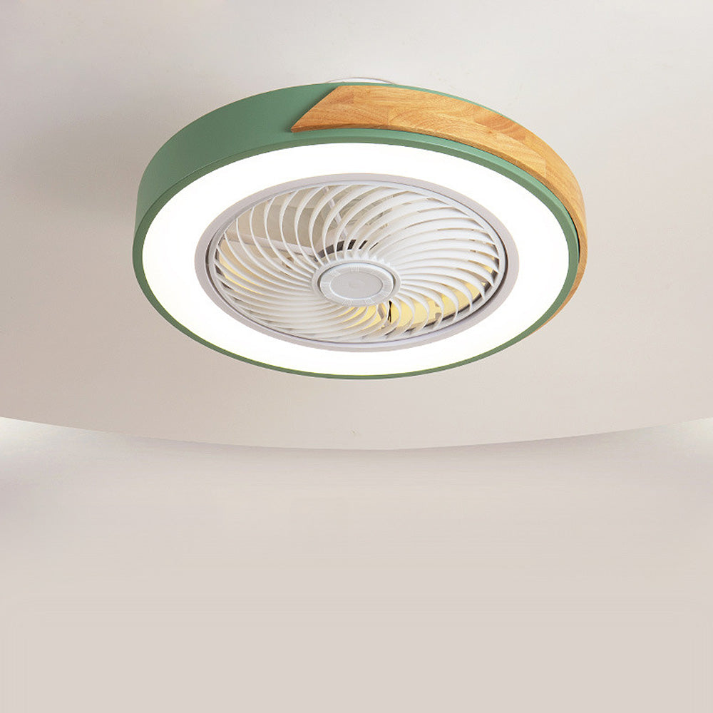 Modern Round Wooden Ceiling Fan with Energy-Efficient LED Lights for Stylish Home Illumination and Air Circulation