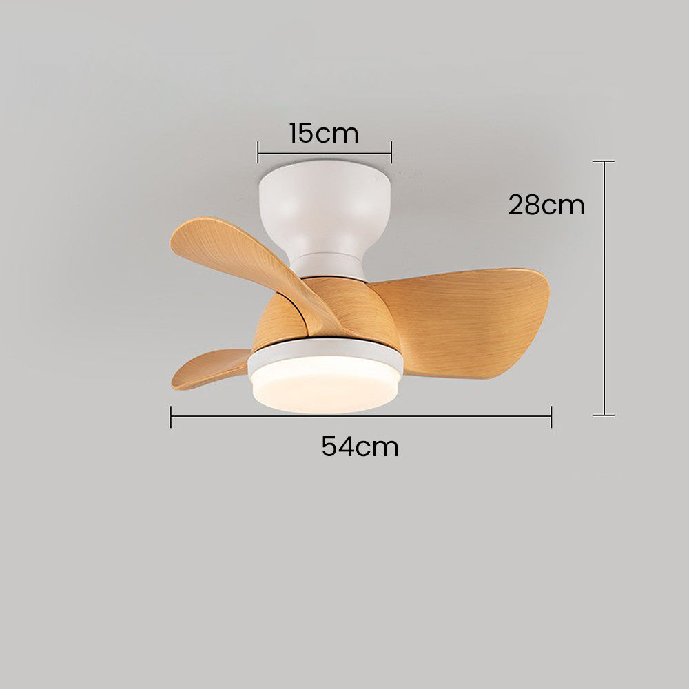 Elegant Wooden Ceiling Fan with LED Light for a Stylish Bedroom Ambience - Simple Design for Modern Living Spaces