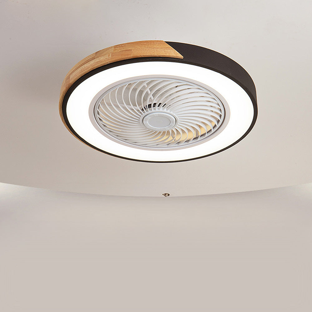 Modern Round Wooden Ceiling Fan with Energy-Efficient LED Lights for Stylish Home Illumination and Air Circulation