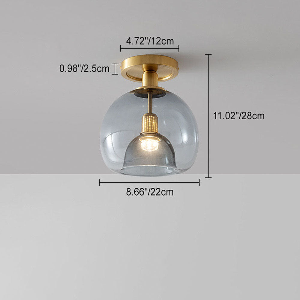 Scandinavian Style Round Copper Glass Ceiling Light Fixture for Modern Home Décor and Elegant Illumination