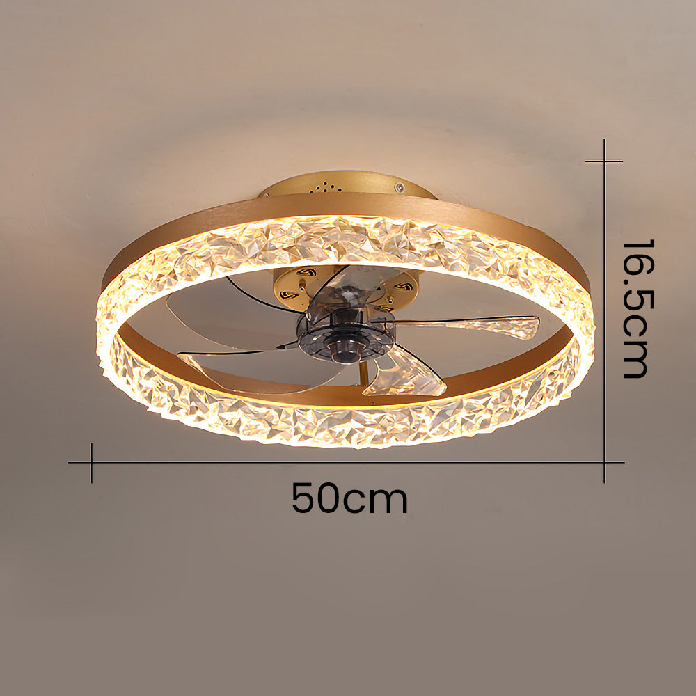 Modern Round Ceiling Fan with LED Light - Stylish Hardware Design for Enhanced Airflow and Illumination in Any Room