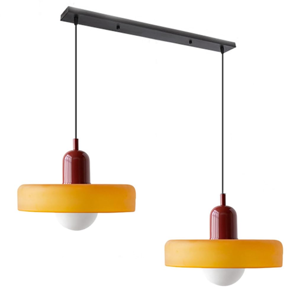 Contemporary Bauhaus Stained Glass Pendant Light with Dual Heads for Stylish Home Illumination