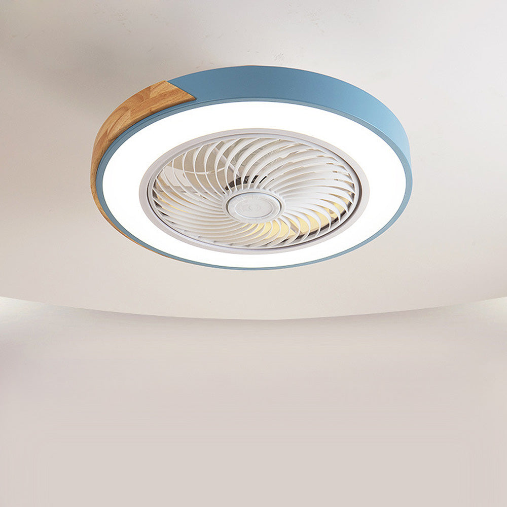 Modern Round Wooden Ceiling Fan with Energy-Efficient LED Lights for Stylish Home Illumination and Air Circulation