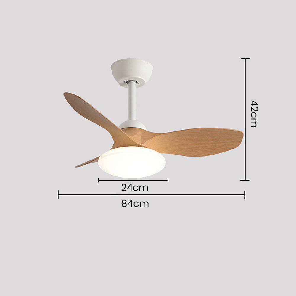 Natural Wood Elegant Ceiling Fan with LED Light - Stylish and Simple Design for Modern Homes and Spaces