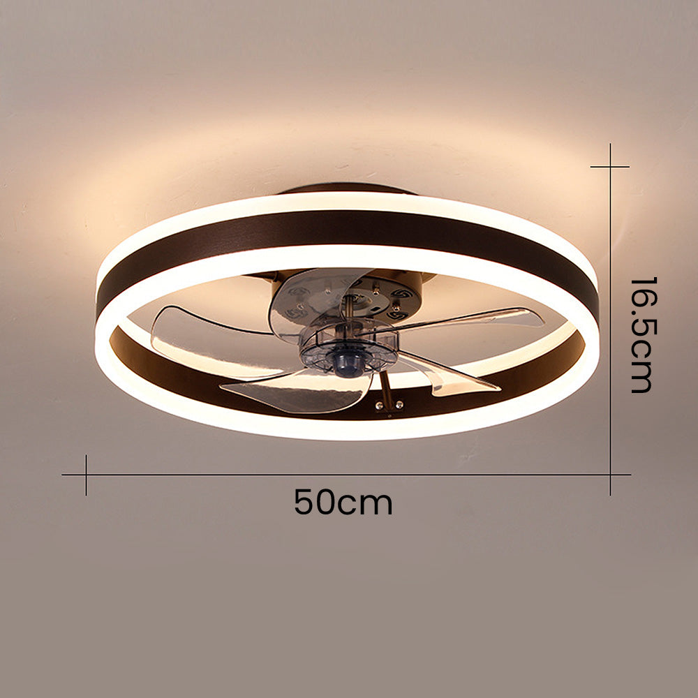 Simple Round Ceiling Fan with LED Light for Bedroom - Stylish and Efficient Home Lighting and Cooling Solution