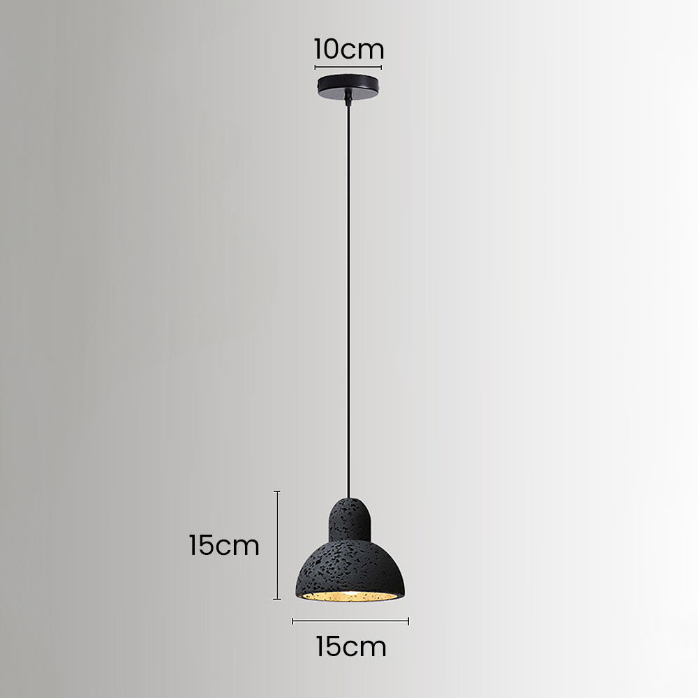 Wabi-Sabi Inspired Black Stone Pendant Light for Kitchen - Unique Rustic Lighting Fixture for Contemporary Home Decor