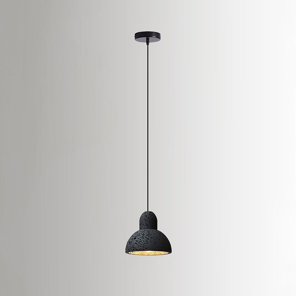 Wabi-Sabi Inspired Black Stone Pendant Light for Kitchen - Unique Rustic Lighting Fixture for Contemporary Home Decor