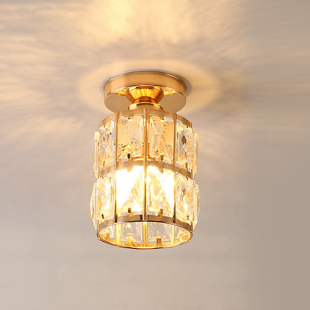 Contemporary Gold Glass Semi-Flush Ceiling Light for Hallway - Elegant Lighting Fixture for Modern Interiors