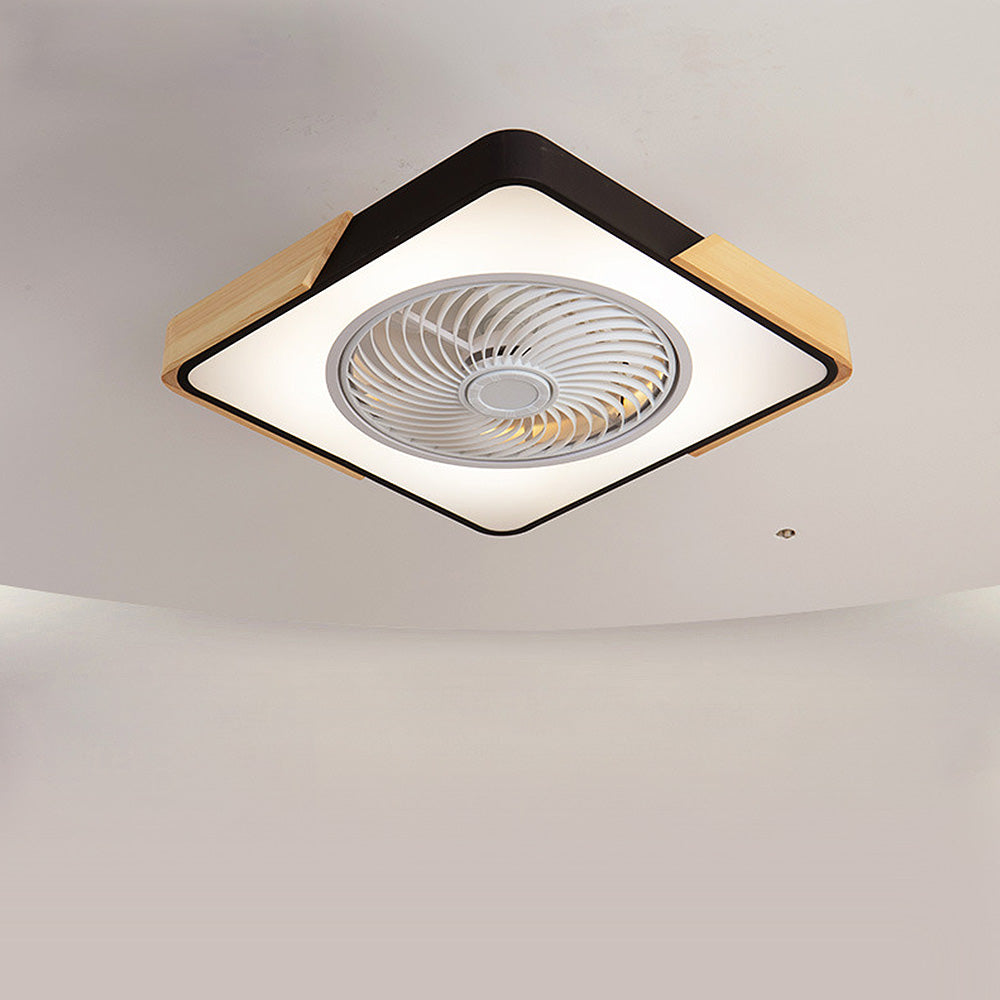 Modern Round Wooden Ceiling Fan with Energy-Efficient LED Lights for Stylish Home Illumination and Air Circulation