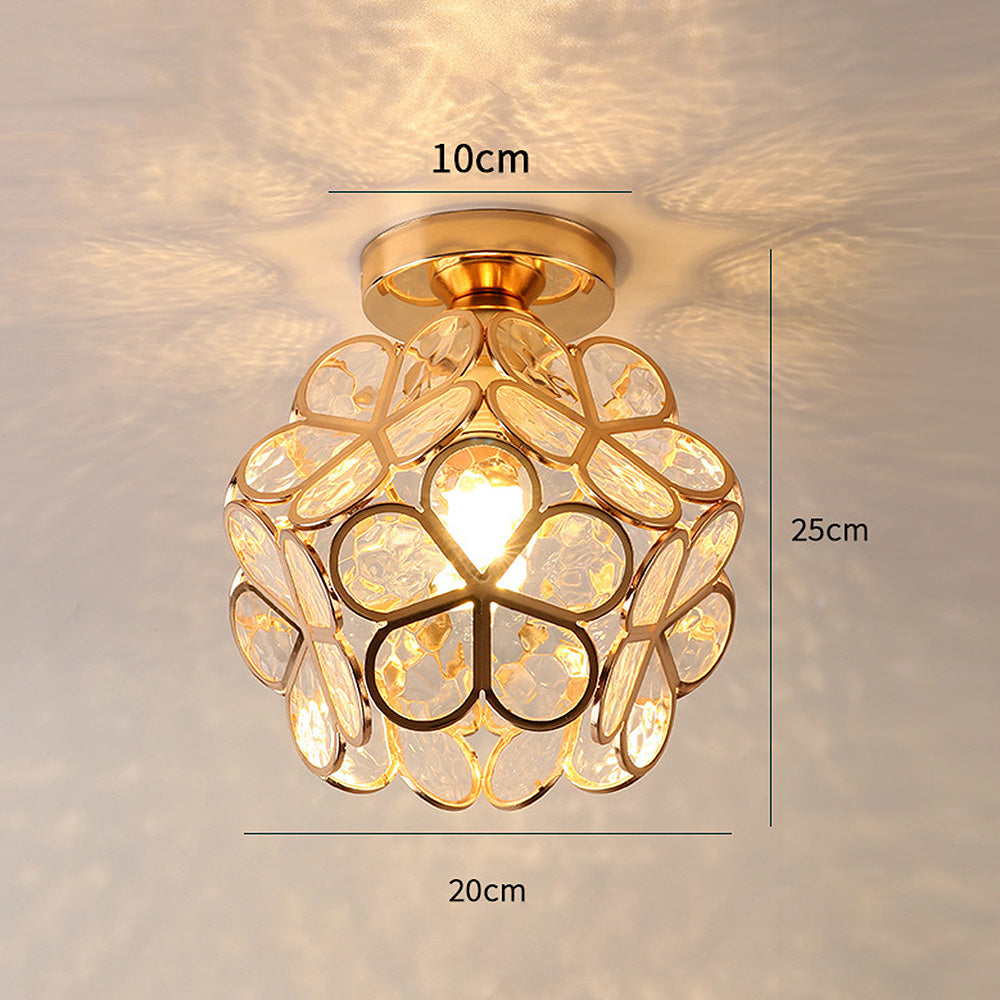 Elegant Floral Glass Ceiling Light Fixture for Hallways - Stylish Design for Contemporary Home Décor