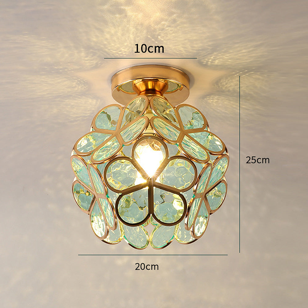 Elegant Floral Glass Ceiling Light Fixture for Hallways - Stylish Design for Contemporary Home Décor