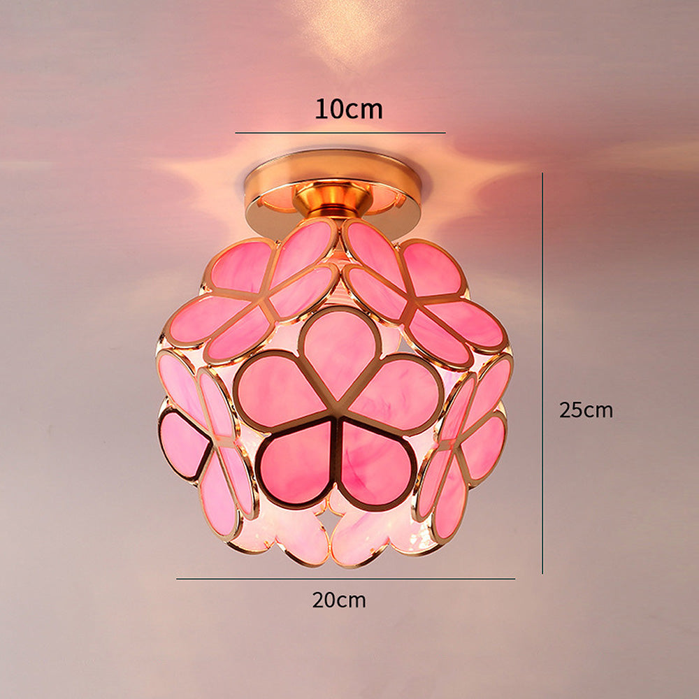 Elegant Floral Glass Ceiling Light Fixture for Hallways - Stylish Design for Contemporary Home Décor