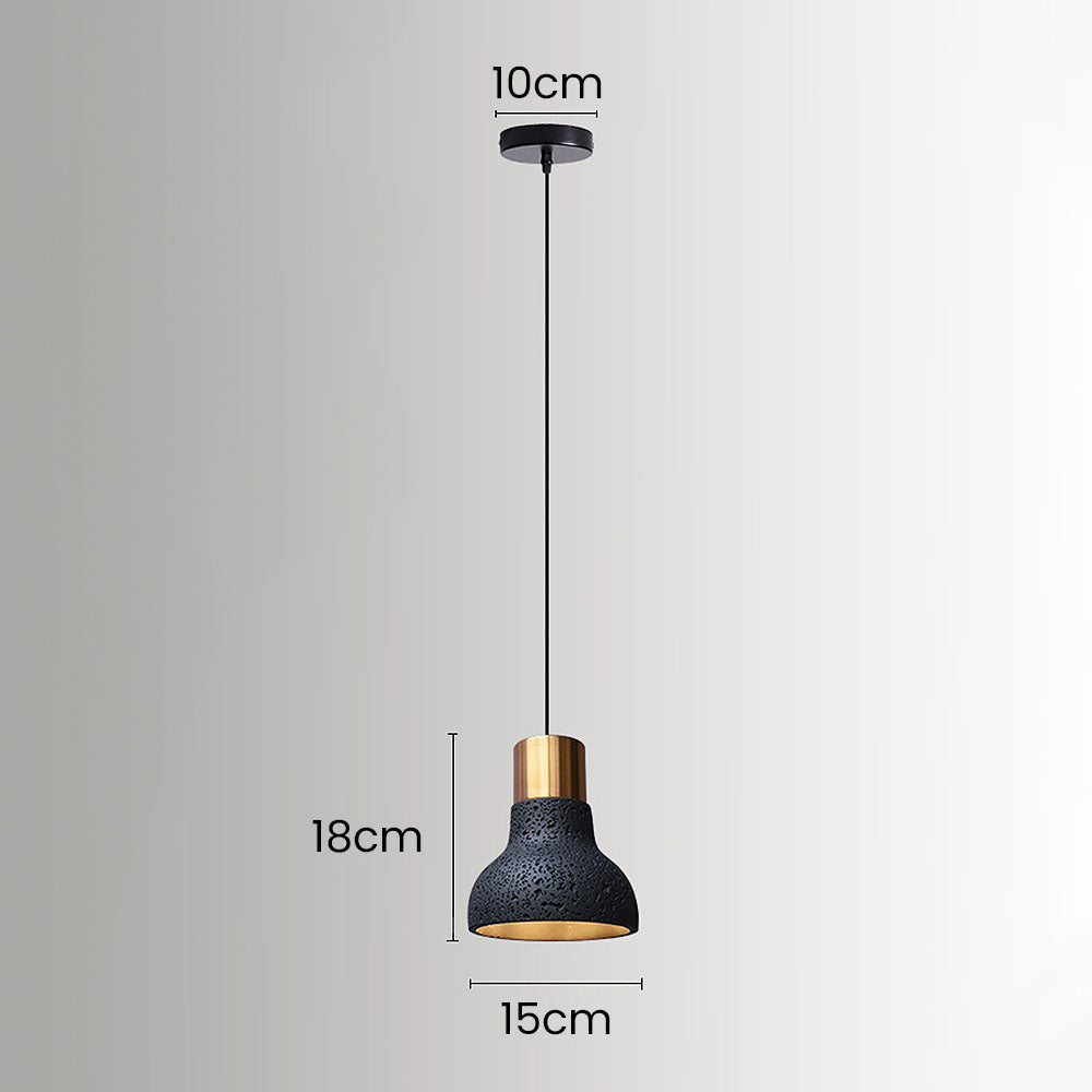 Wabi-Sabi Inspired Black Stone Pendant Light for Kitchen - Unique Rustic Lighting Fixture for Contemporary Home Decor