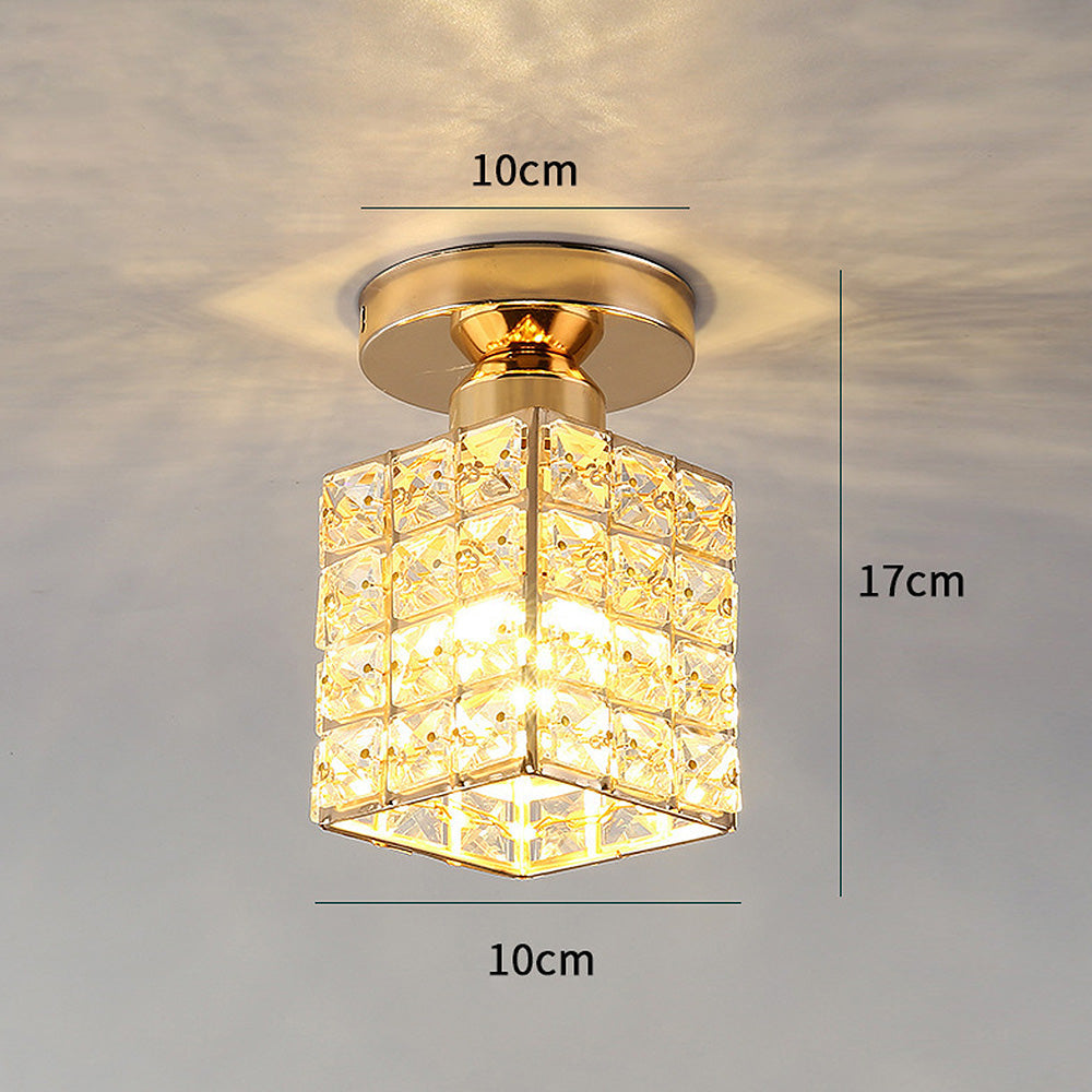 Contemporary Gold Round Glass Semi-Flush Ceiling Light for Hallway - Elegant Lighting Fixture for Modern Interiors