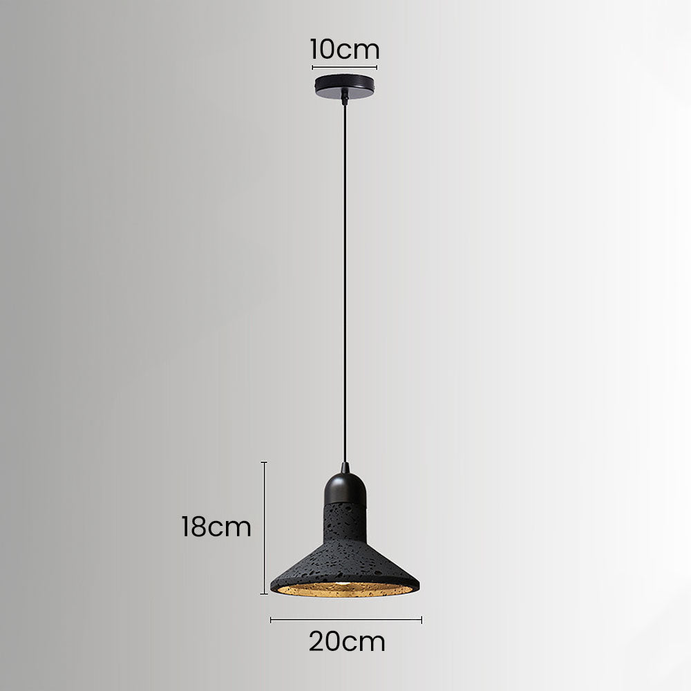 Wabi-Sabi Inspired Black Stone Pendant Light for Kitchen - Unique Rustic Lighting Fixture for Contemporary Home Decor