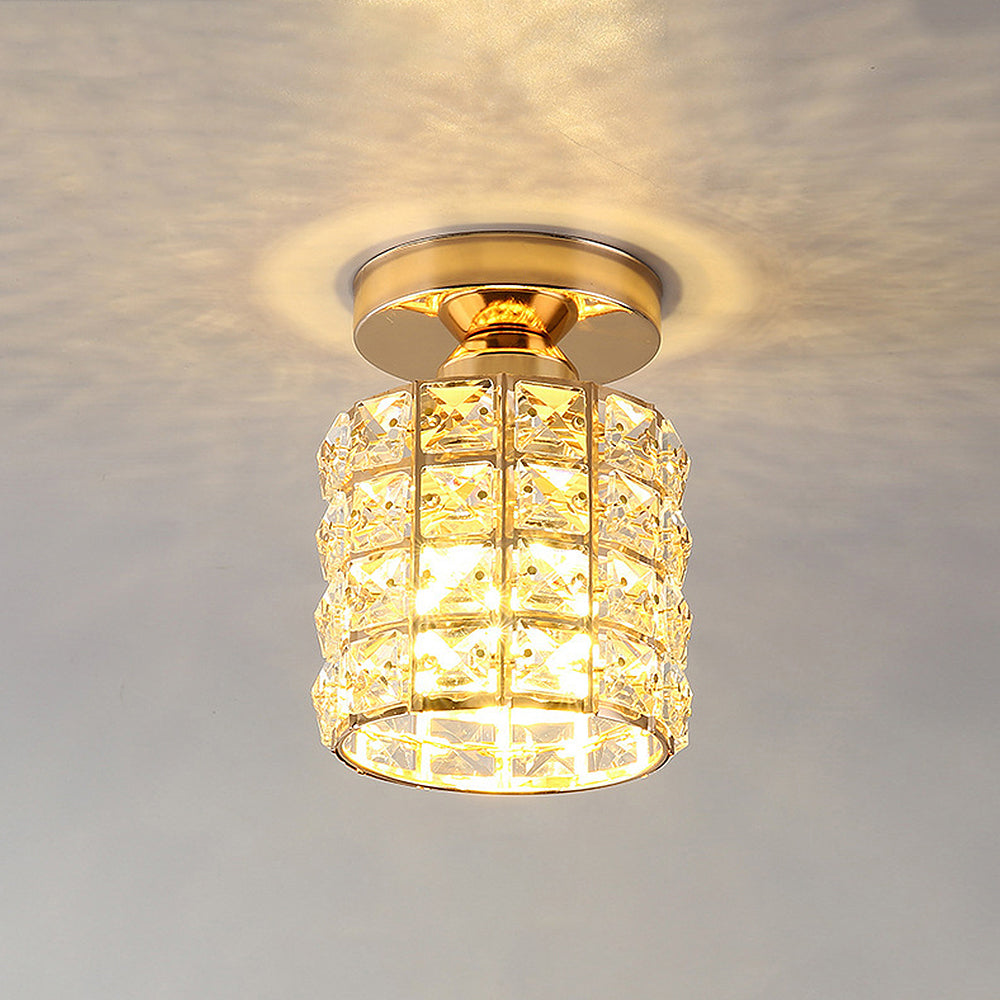 Contemporary Gold Round Glass Semi-Flush Ceiling Light for Hallway - Elegant Lighting Fixture for Modern Interiors