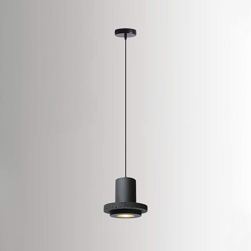 Wabi-Sabi Inspired Black Stone Pendant Light for Kitchen - Unique Rustic Lighting Fixture for Contemporary Home Decor