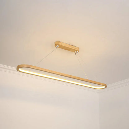 Drewniana lampa wisząca sufitowa LED