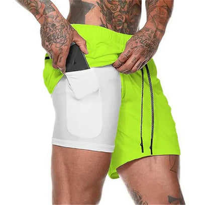 Short de sport avec poche pour téléphone et doublure