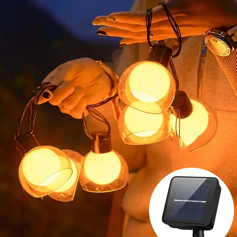 Outdoor Solar Festoon String Lights Warm Glow