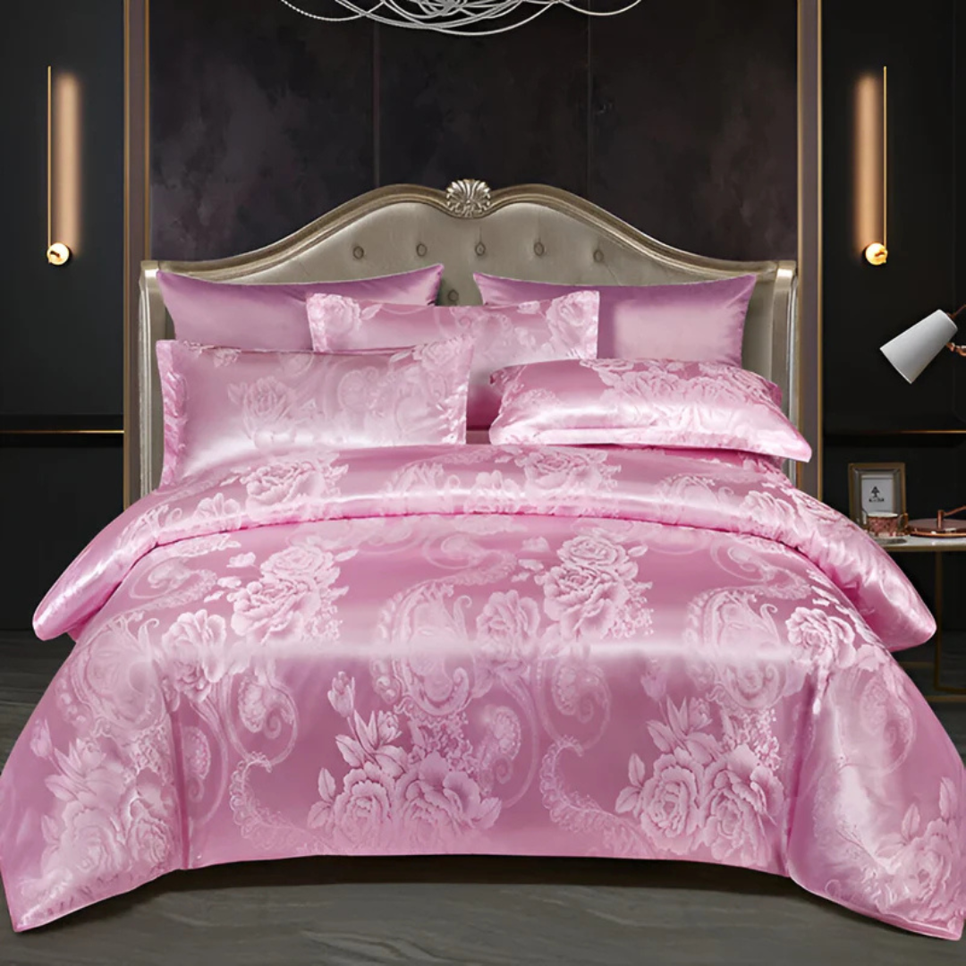 Luxurious Satin Duvet Cover with Floral Design - Image 6