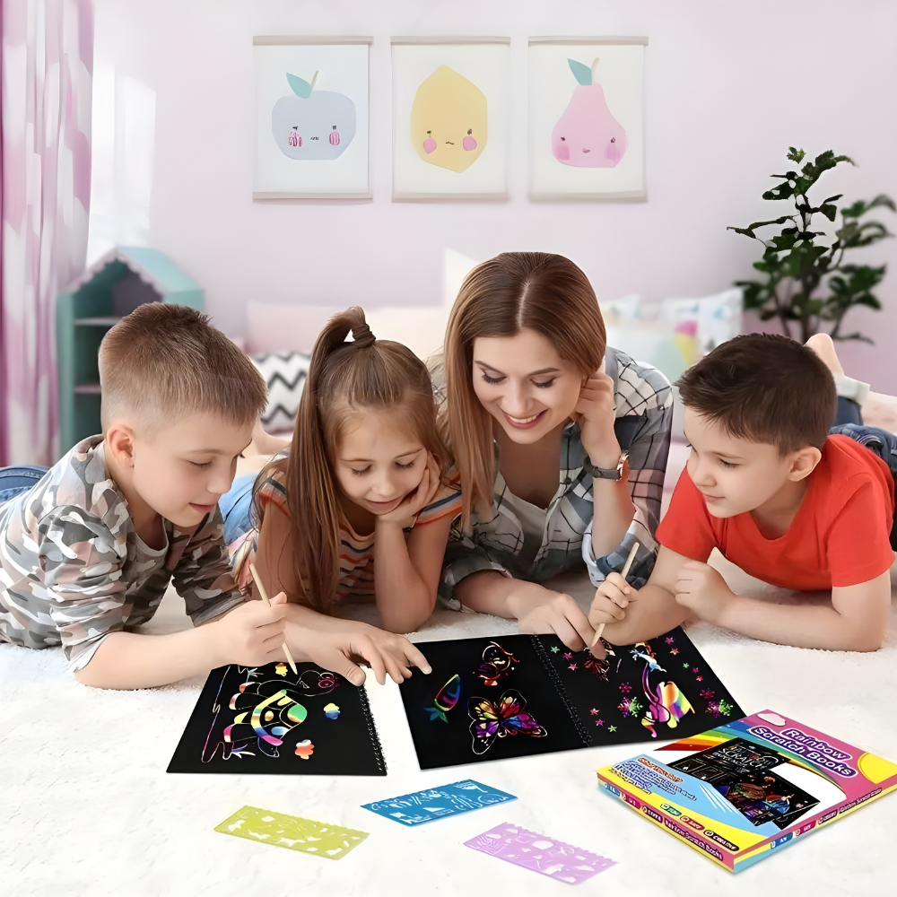 Scratch Art Paper Set Rainbow Magic Drawing Kit Kids