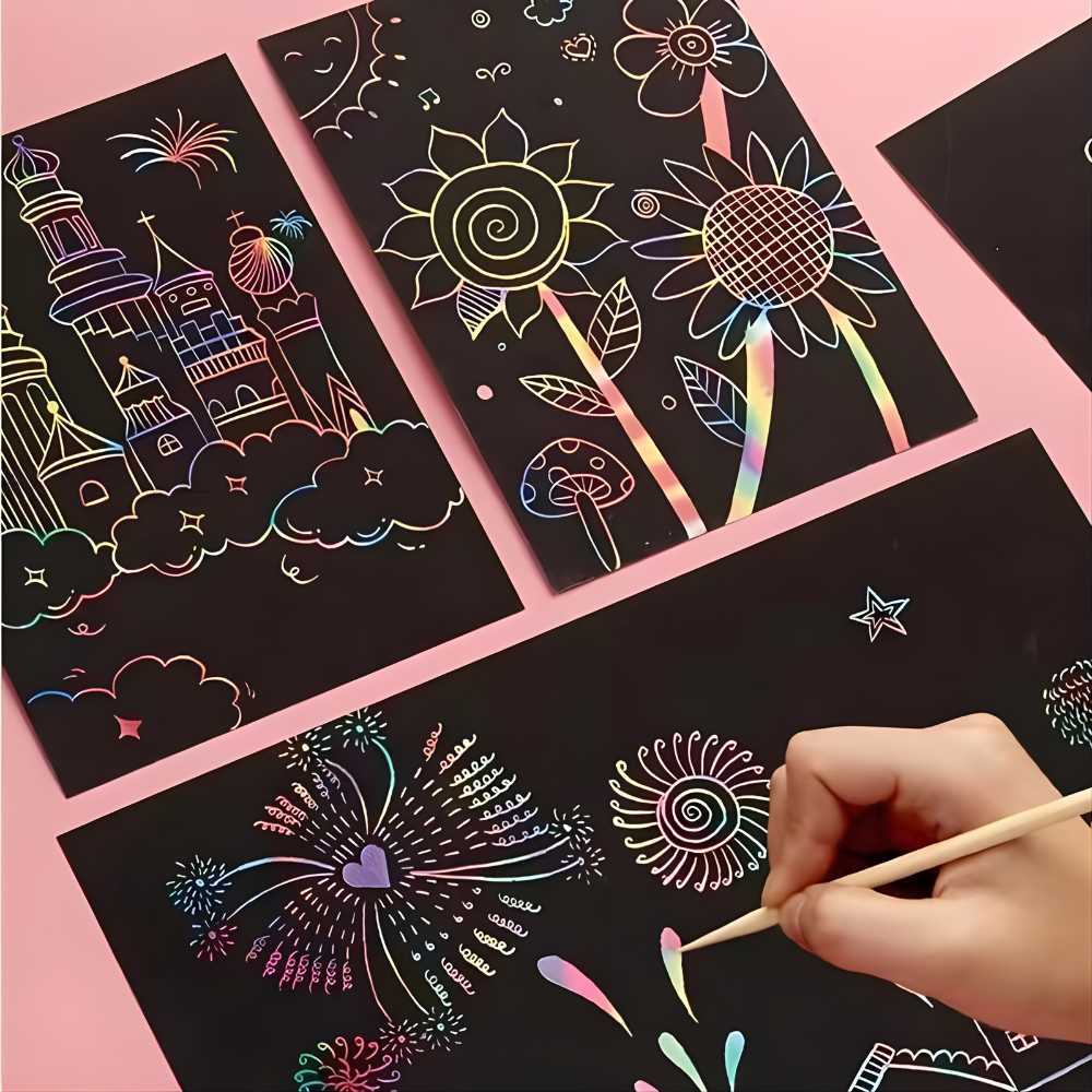 Scratch Art Paper Set Rainbow Magic Drawing Kit Kids