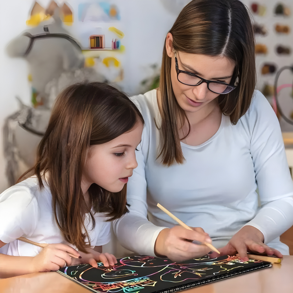 Scratch Art Paper Set Rainbow Magic Drawing Kit Kids