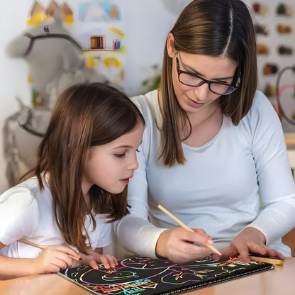 Scratch Art Paper Set Rainbow Magic Drawing Kit Kids