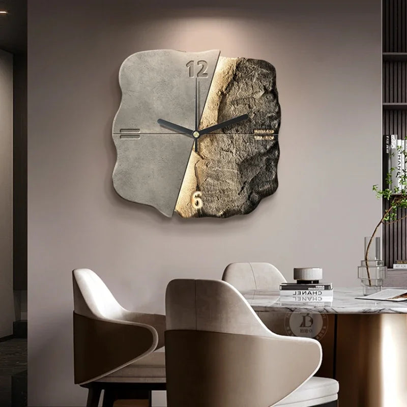 Reloj de pared moderno de piedra arenisca 3D de cuarzo silencioso