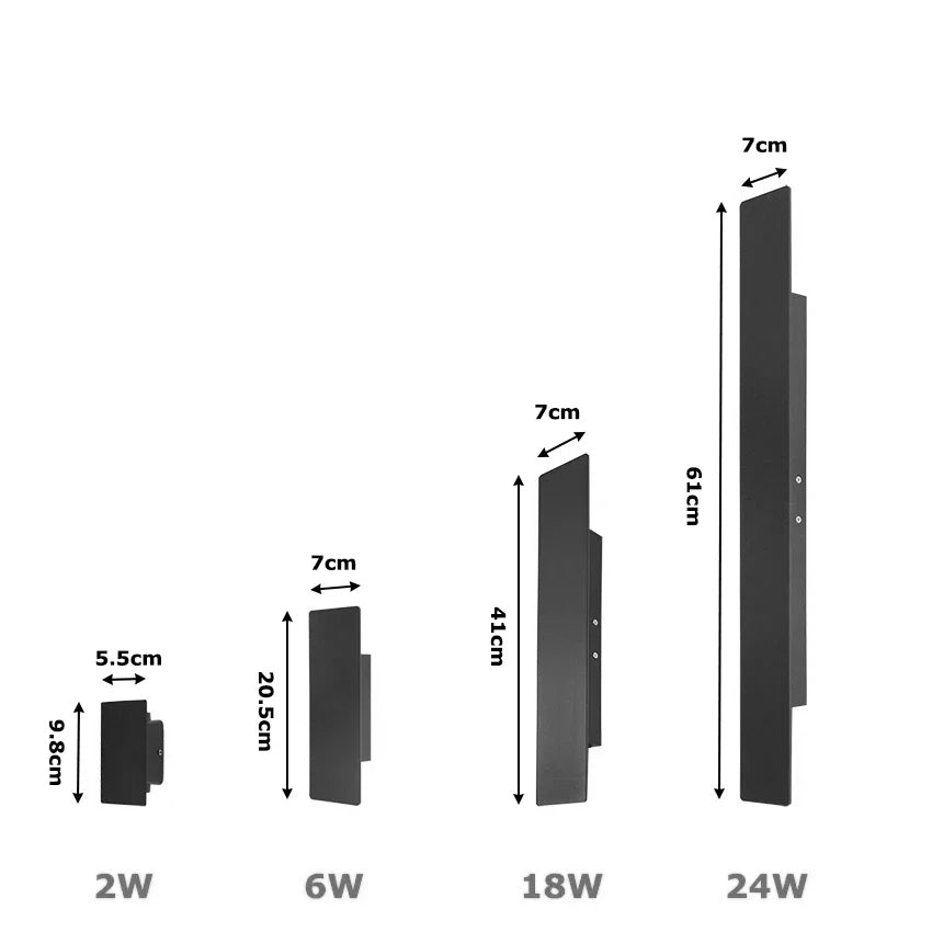 Applique murale extérieure noire LED Aluminium Moderne