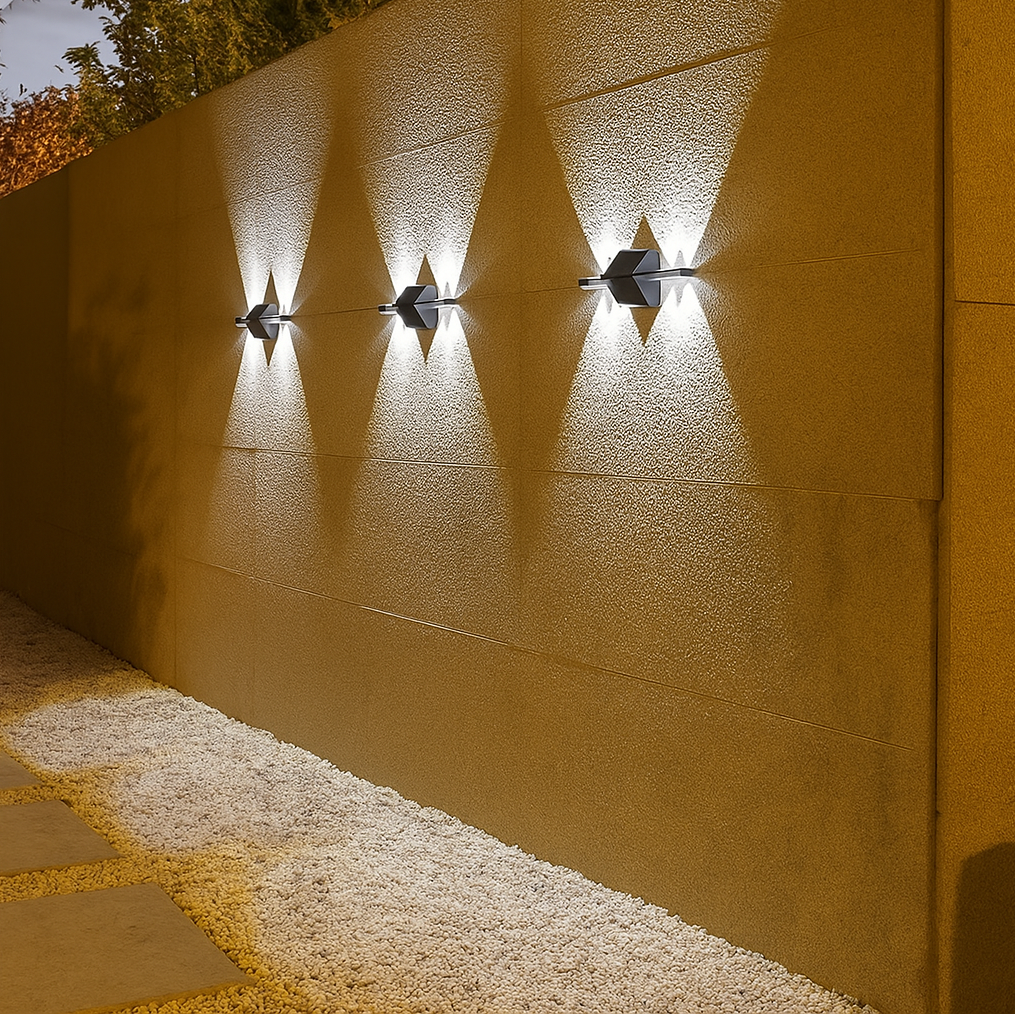 Lámpara de pared solar impermeable moderna para jardín y cerca exterior