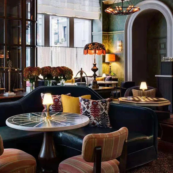 Table Lamp with Gold Base and Fabric Shade