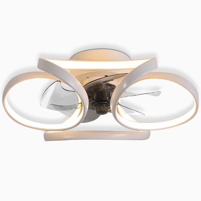 Nowoczesna lampa sufitowa LED z wentylatorem montowana na płasko