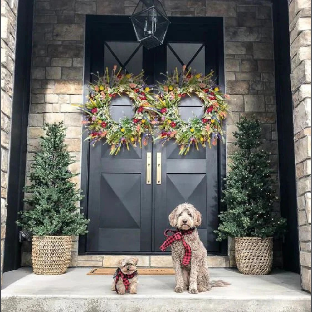 Thanksgiving Wreath Grapevine Wildflower Door Wreath with Eucalyptus