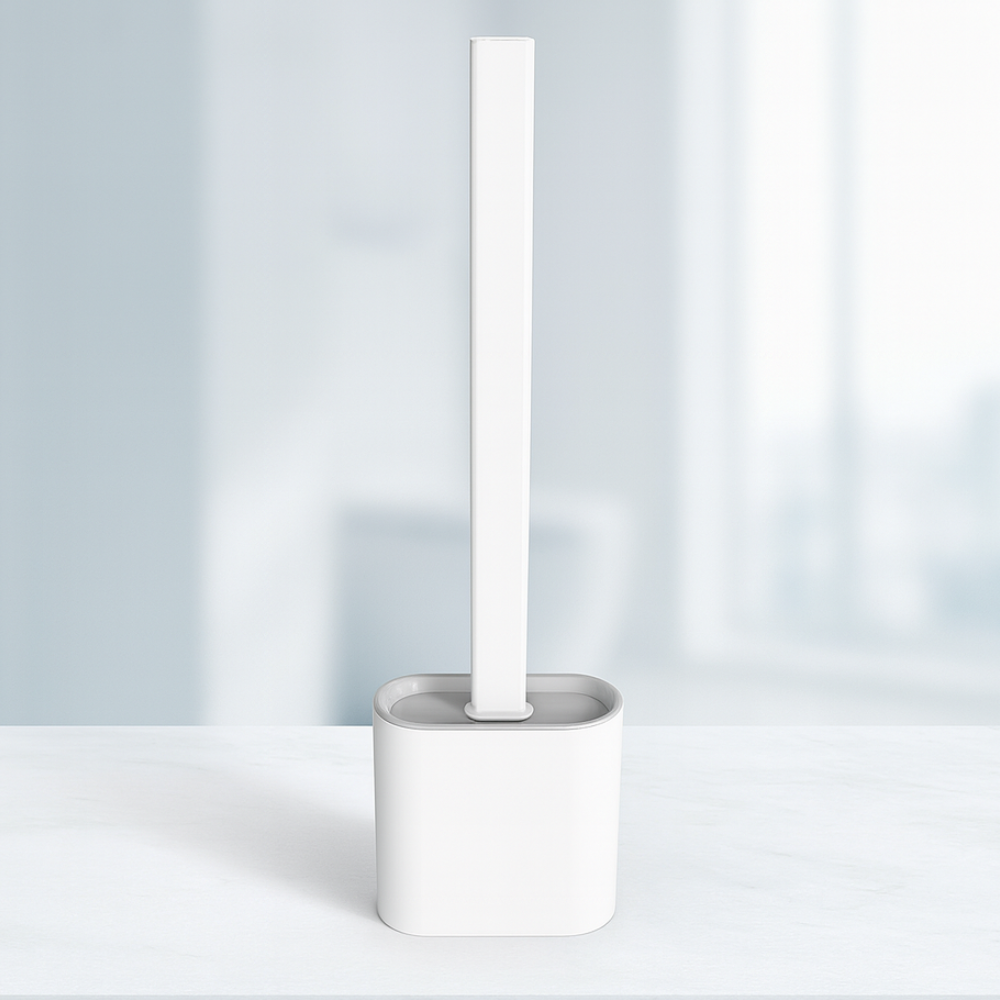 Toilet Brush Silicone Flexible Quick Dry Holder Non Scratch Cleaning Set