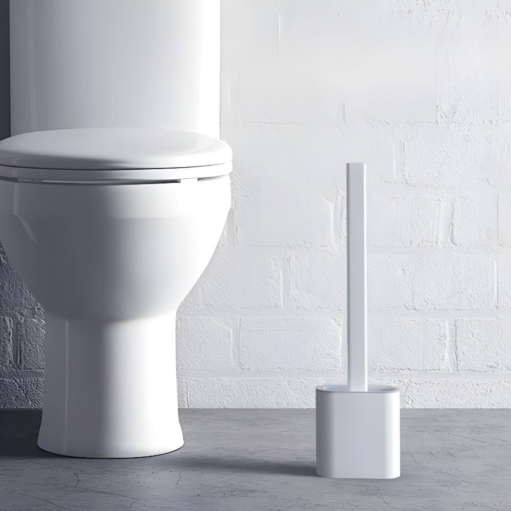 Toilet Brush Silicone Flexible Quick Dry Holder Non Scratch Cleaning Set