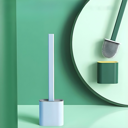 Toilet Brush Silicone Flexible Quick Dry Holder Non Scratch Cleaning Set