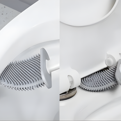 Toilet Brush Silicone Flexible Quick Dry Holder Non Scratch Cleaning Set