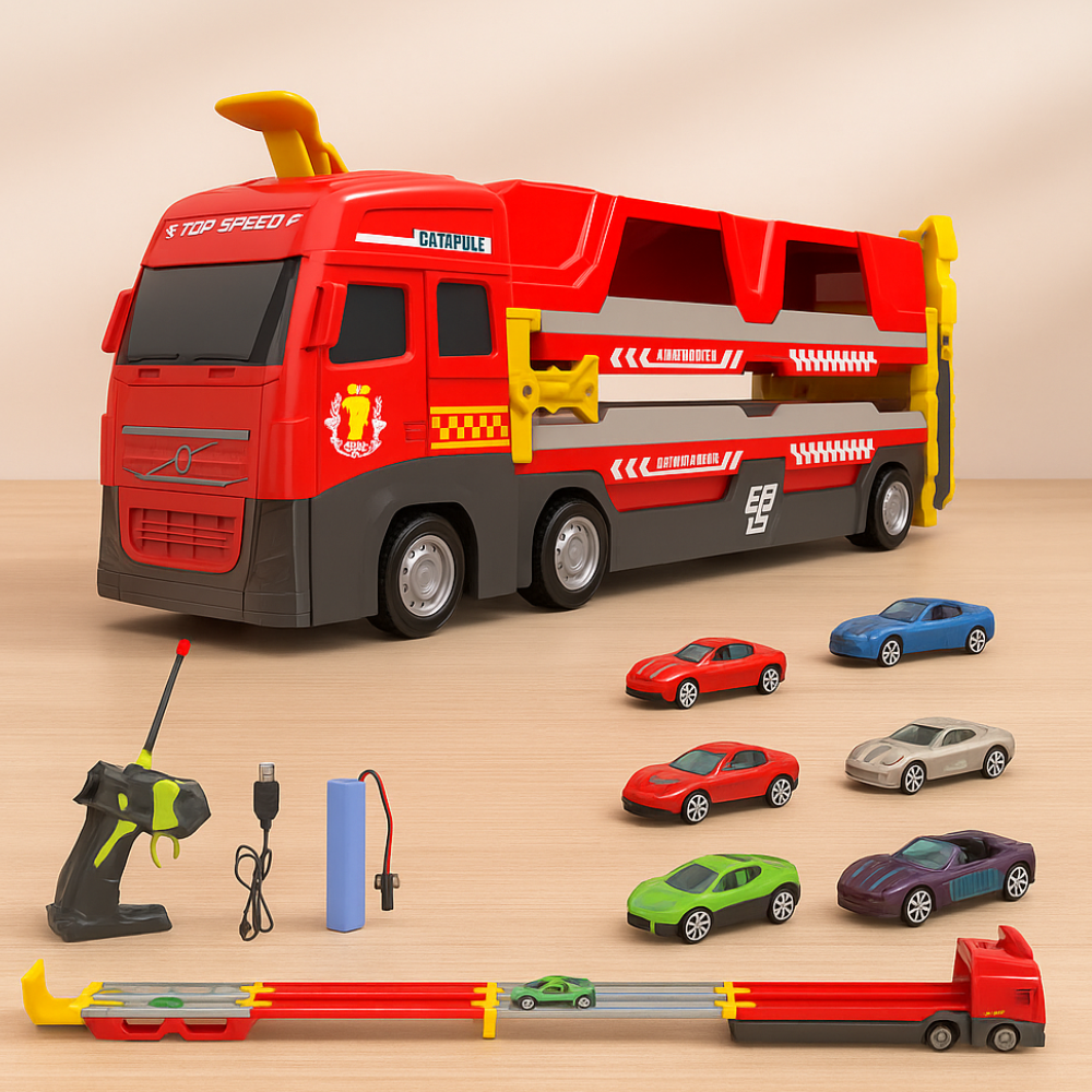 Kids Toys Truck Car Carrier 2 in 1 Transforming Race Track Set