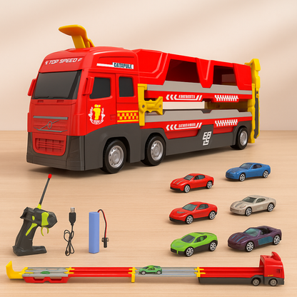 Kids Toys Truck Car Carrier 2 in 1 Transforming Race Track Set