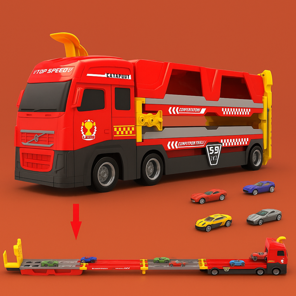 Kids Toys Truck Car Carrier 2 in 1 Transforming Race Track Set