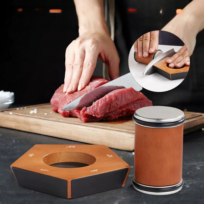 Messerschärfer-Set mit magnetischer Holzbasis