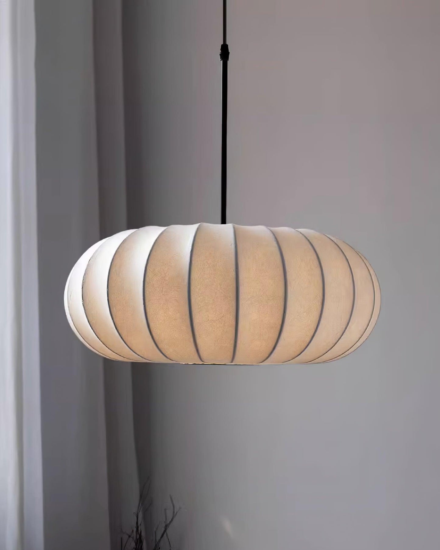 Lampa wisząca tkanina minimalistyczny styl japoński