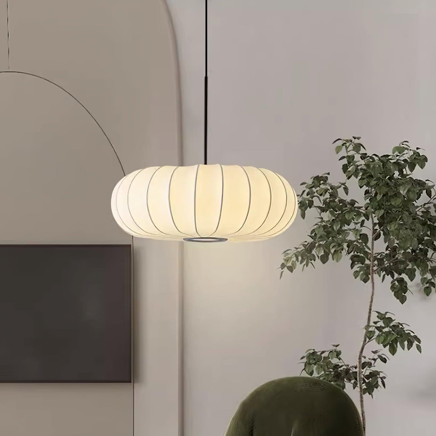 Lampa wisząca tkanina minimalistyczny styl japoński
