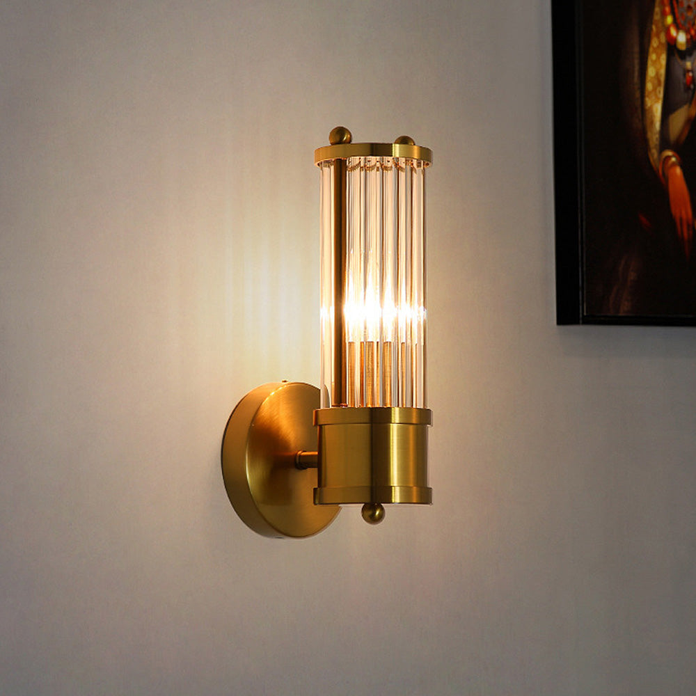 Aplique de pared LED de cristal dorado para interiores